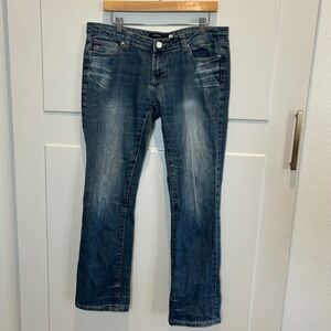 Vigoss Women Size‎ 7 Straight Leg Blue Wash Denim Jeans Distressed Style P8007J